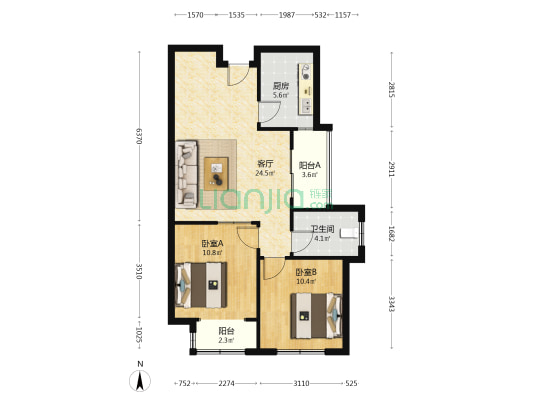 锦绣家园E区 2室1厅1卫 78平方