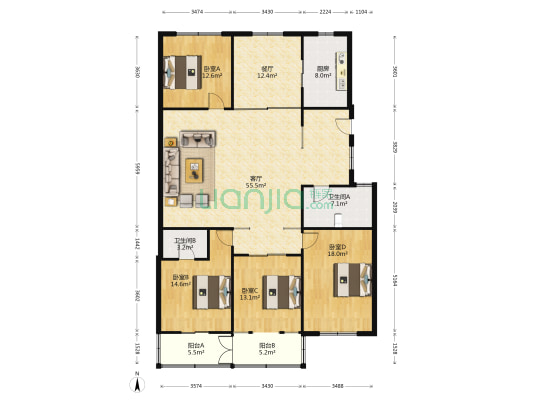 青春路 4室2厅2卫 188平方