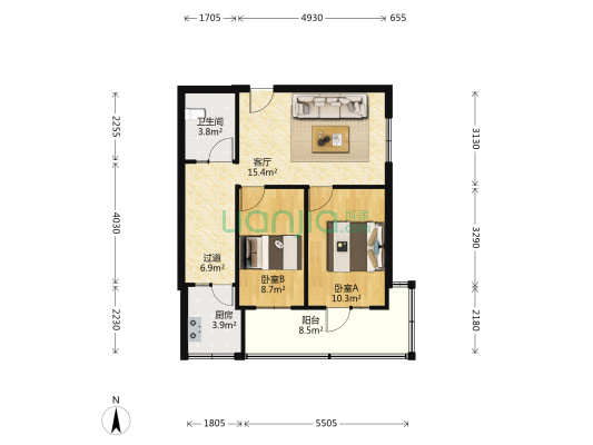 马河湾38号 2室1厅1卫 62平方