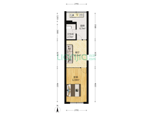 新华宾馆散盘 1室1厅1卫 44平方