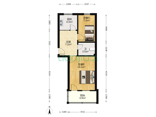 大河巷 2室0厅1卫 51平方