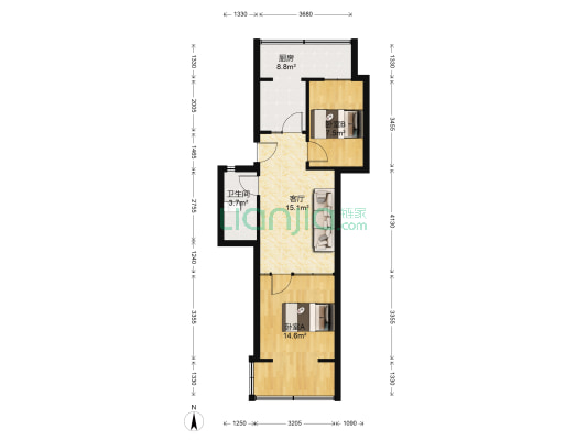 西排房小区 2室1厅1卫 59平方
