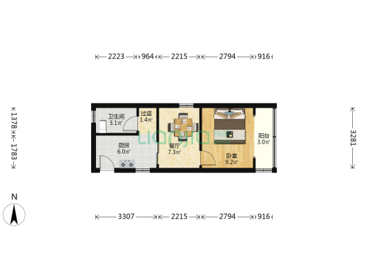 岚皋路300弄 1室1厅1卫 37平方