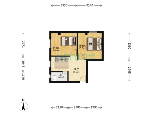 井溢村 2室1厅1卫 92平方