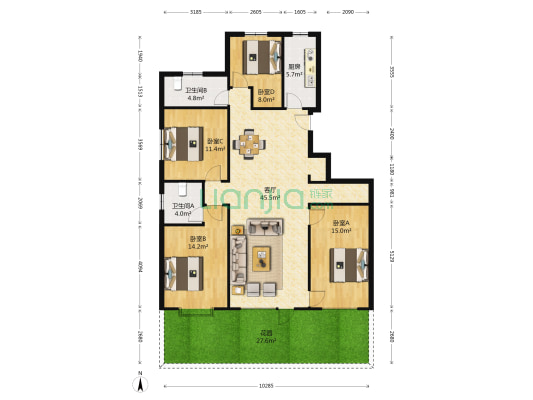 恒信悦龙山 4室1厅2卫 134平方