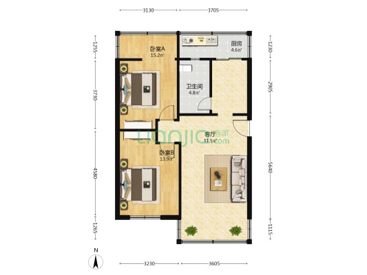 长鸿苑 2室1厅1卫 81平方