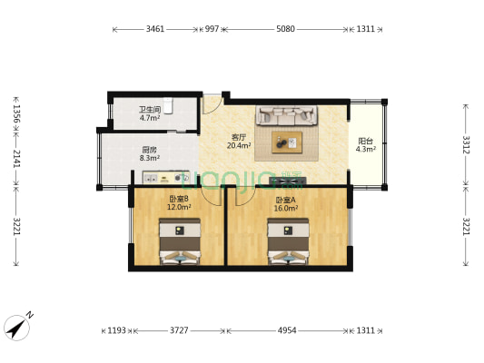 一环路南四段15号附11号 2室1厅1卫 79平方