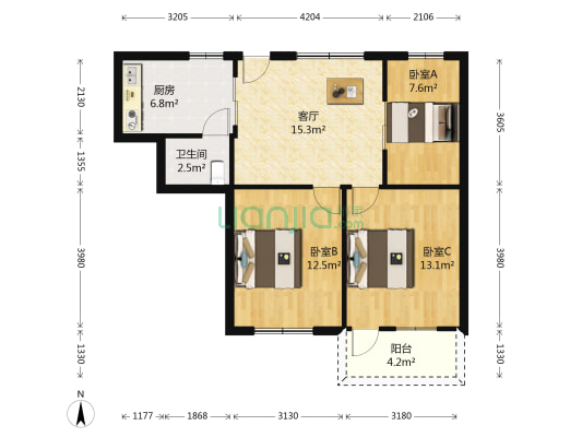 琯前新村 3室1厅1卫 76平方
