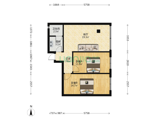 兴关北巷19号 2室1厅1卫 71平方