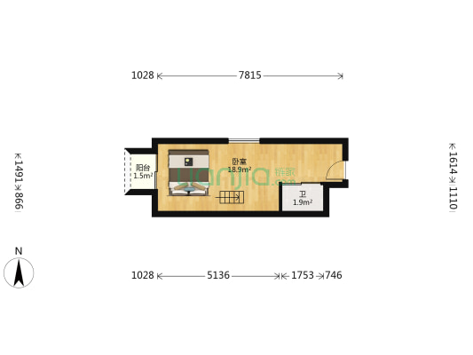 万科A32 1室0厅1卫 34平方