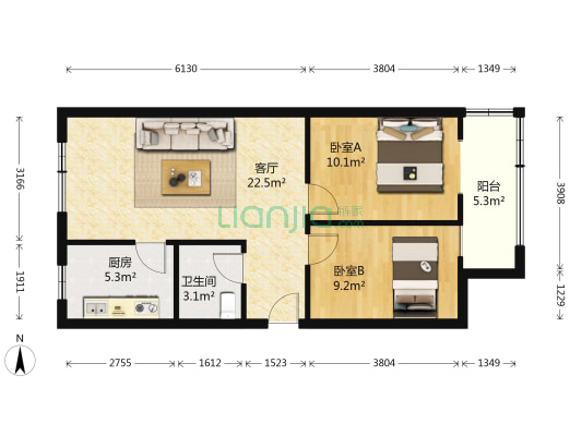 八街坊 2室1厅1卫 75平方