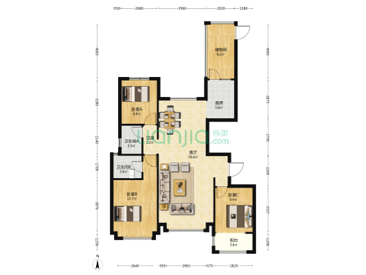 荣盛江南锦苑二期 3室1厅2卫 135平方