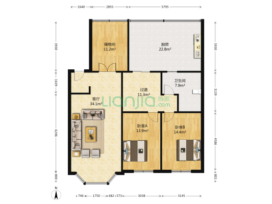 凯翔二小区 2室1厅1卫 98平方