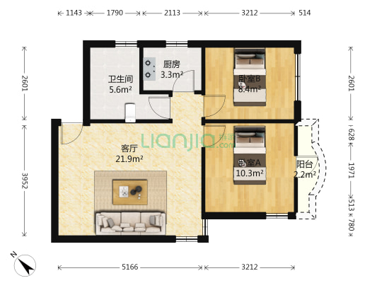 悠然山庄 2室1厅1卫 70平方
