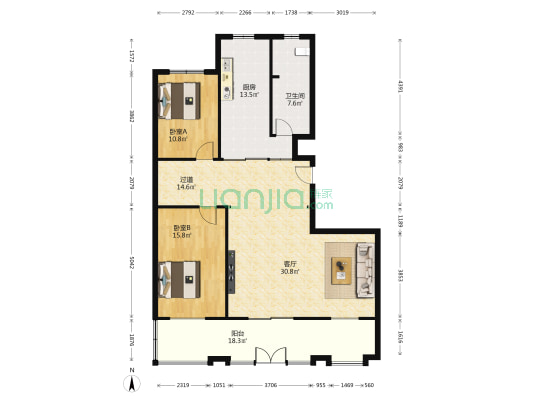 香颂湾 2室1厅1卫 125平方