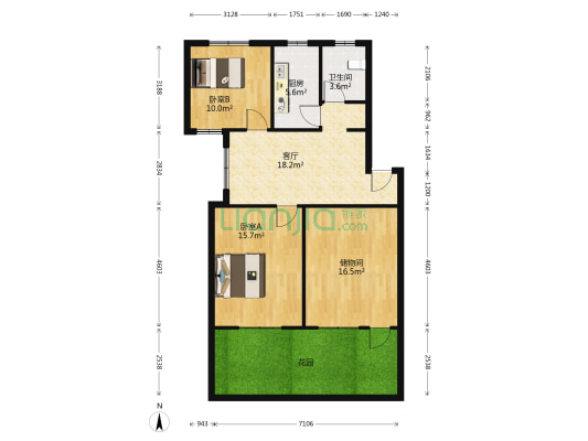 东园一村 2室1厅1卫 87平方