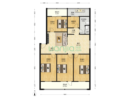 北乾元街8号 4室2厅2卫 160平方