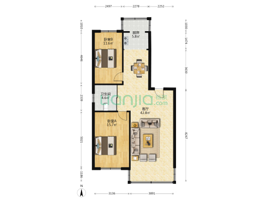 润泽新村 2室1厅1卫 102平方