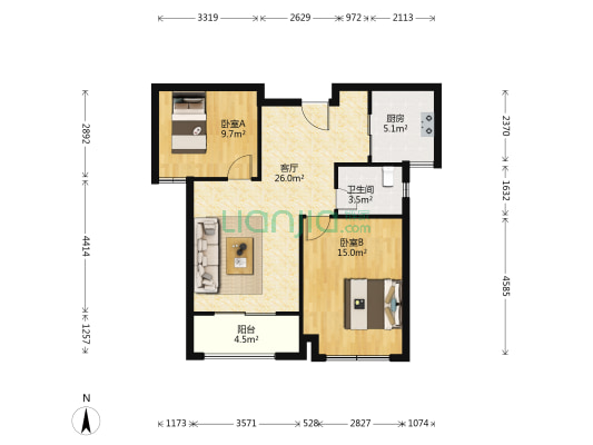 丽水芳洲 2室1厅1卫 88平方