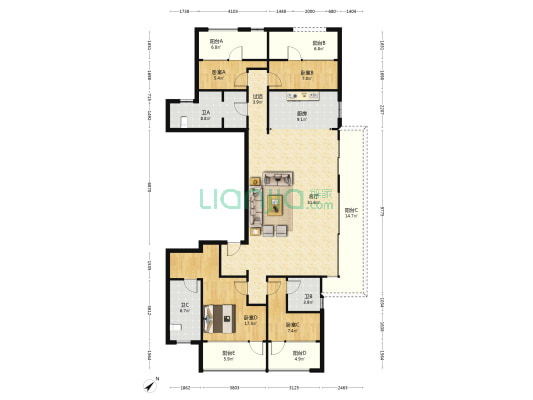 长沙檀府 4室1厅3卫 204平方