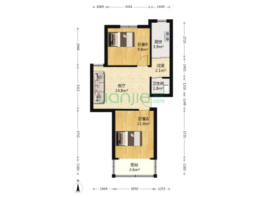 燕康园 2室1厅1卫 64平方