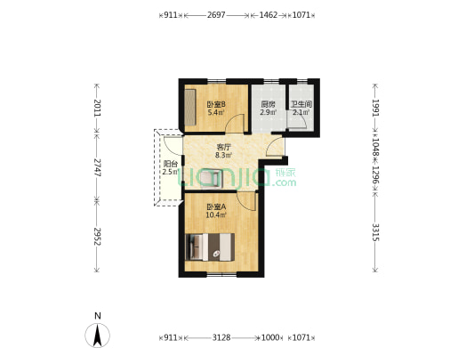 十三甫路14号大院 2室1厅1卫 39平方