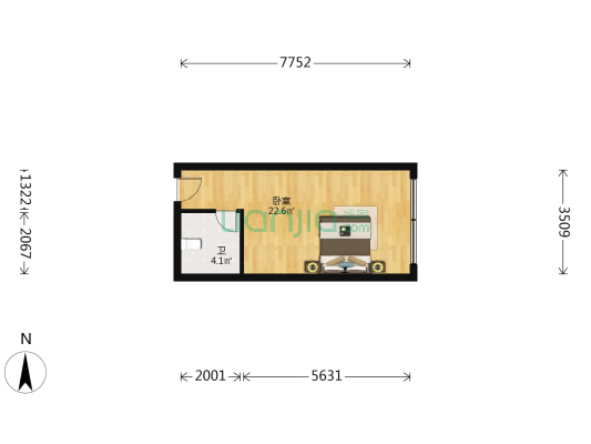 旭龙大厦 1室0厅1卫 41平方