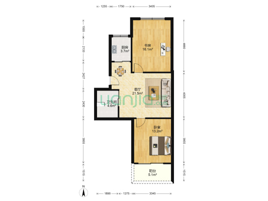 西山西路1号 2室1厅1卫 79平方