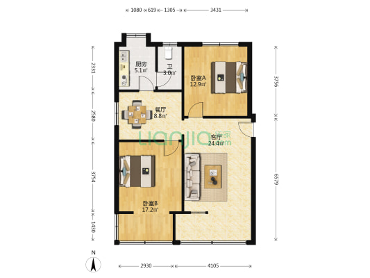 信阳路2号 2室2厅1卫 79平方