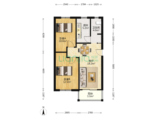 康利园 2室1厅1卫 64平方