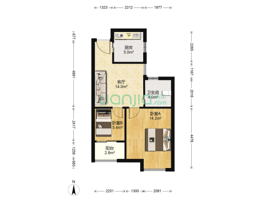 建南苑 2室1厅1卫 63平方
