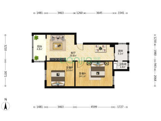 秀苑东路15号 2室1厅1卫 61平方