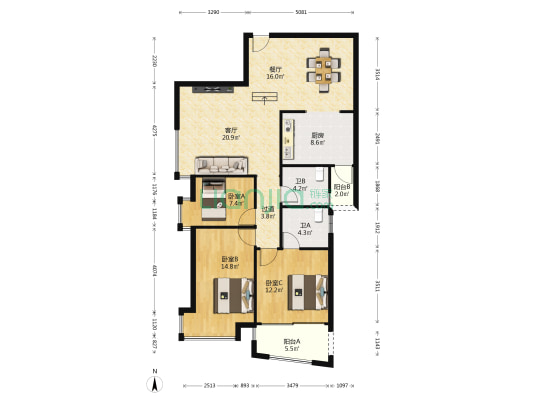 耀星华庭 3室2厅2卫 123平方