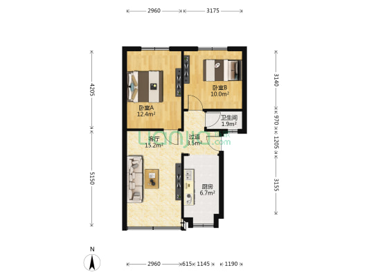 长运宿舍（前进路55号、73号） 2室1厅1卫 58平方