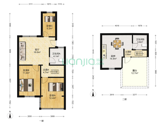 门前江公寓 3室1厅2卫 107平方