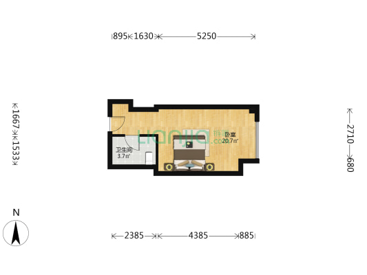 荔隆广场 1室0厅1卫 38平方