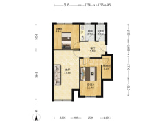 建设路上南北通透三居一层带小房出售-涿州煤田总局173队家属楼户型图