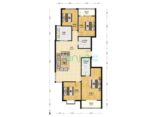棕榈佳园 4室1厅2卫 128平方
