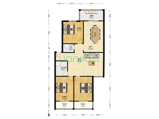 皇甫庄101 3室2厅2卫 128平方