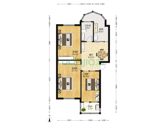 新兴东路小区 3室1厅1卫 95平方