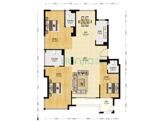 中瓯金色海岸 3室2厅3卫 211平方