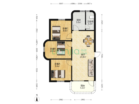 胜利五巷 3室1厅1卫 80平方