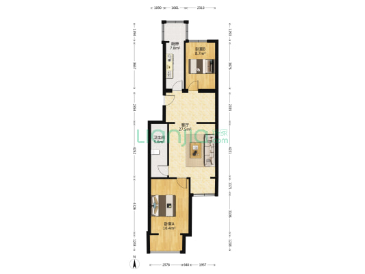 海怡庄园西区 2室1厅1卫 85平方