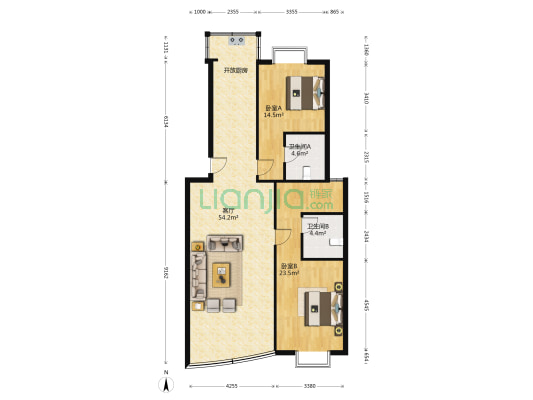 舜湖西路北侧 2室1厅2卫 117平方