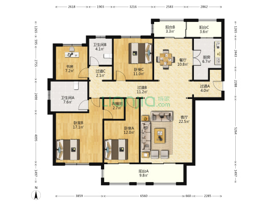 大华锦绣华城(十七街区) 4室2厅2卫 160平方