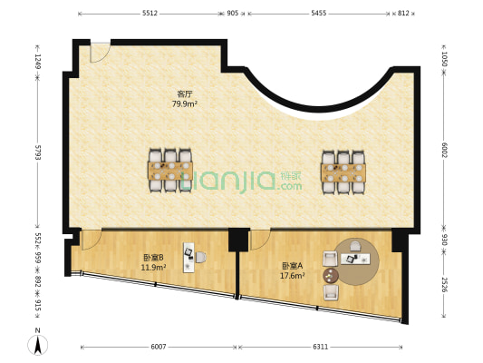 郑州名鞋大厦 2室1厅0卫 164平方