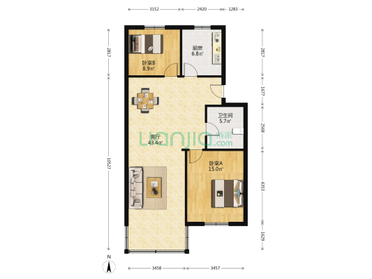 银杏苑(昆山市) 2室1厅1卫 95平方
