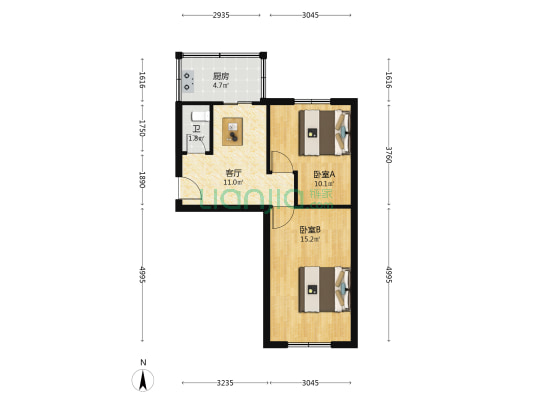 沿河楼 2室1厅1卫 52平方