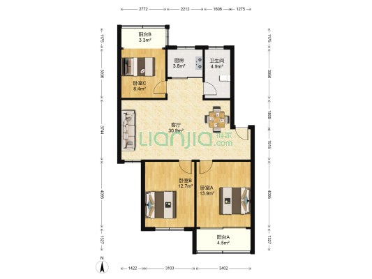 石桥路151号 3室1厅1卫 97平方