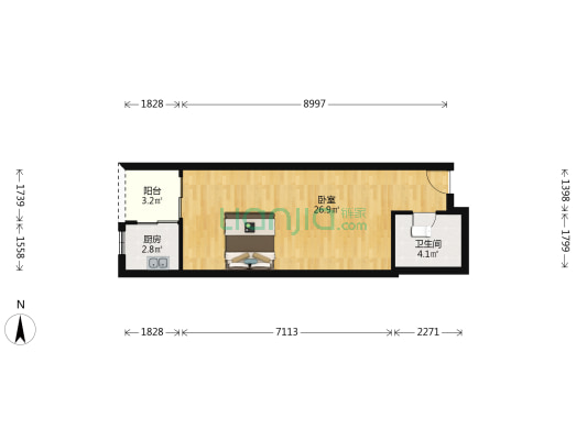 金象大厦 1室0厅1卫 51平方